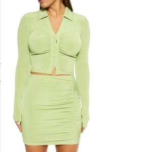 NAKED WARDROBE Green Top and Skirt Set